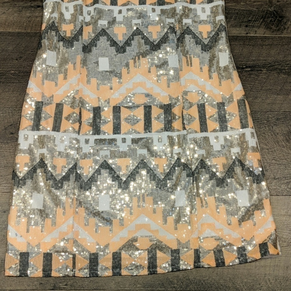 Charlotte Russe Peach Sleeveless Sequin Dress Size S - Picture 3 of 6